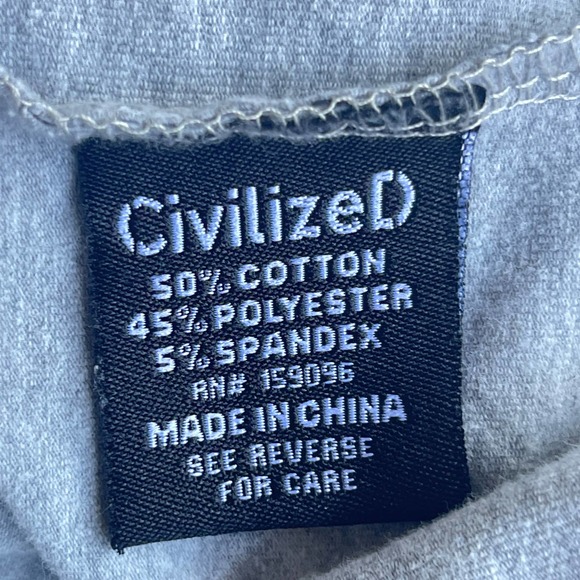 Civilized Shirt Mens Small Gray Embroidered Show No Love Short Sleeve - Picture 9 of 14